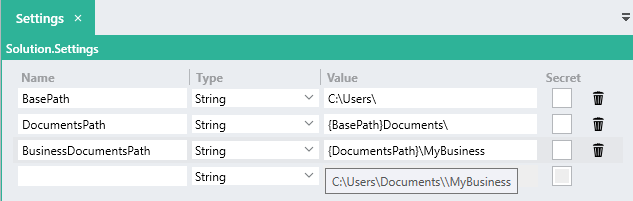 resolved settings