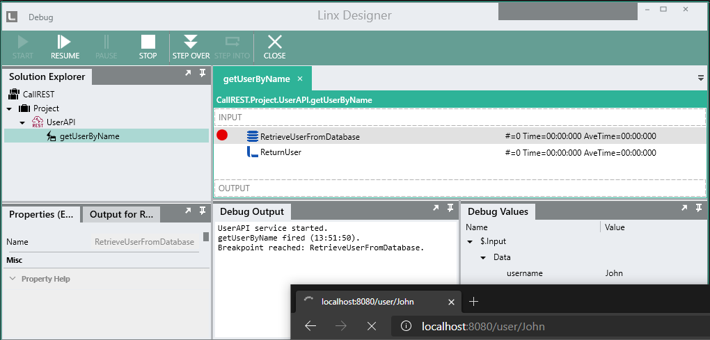 service debugging breakpoint