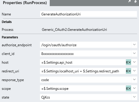 GenerateAuthorizationUri properties