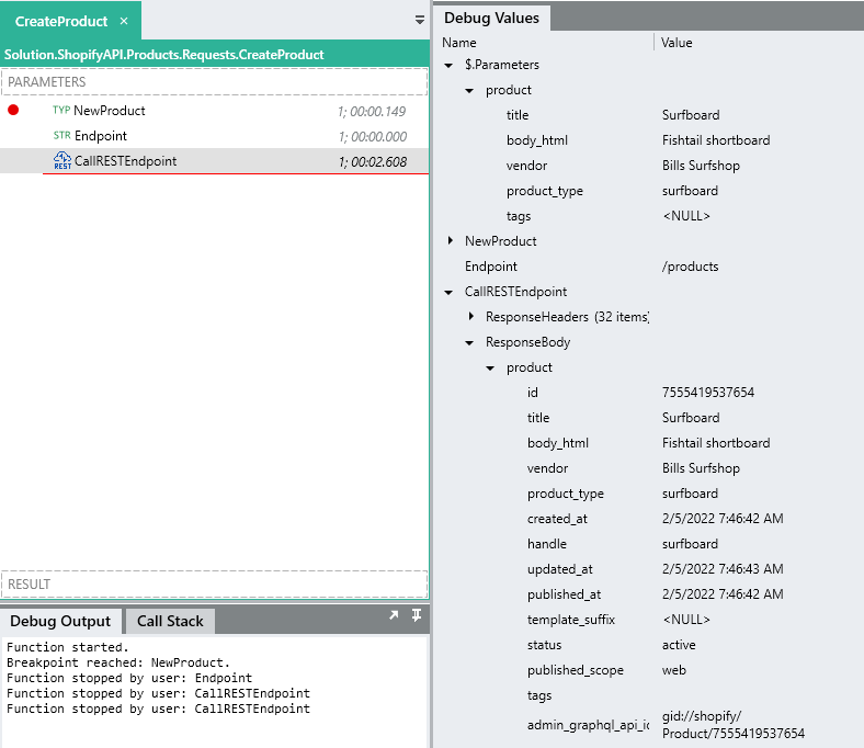 New debug values