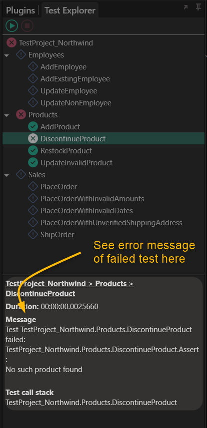 View error in Test Explorer