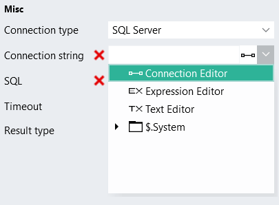 <box-inline>Connection Editor</box-inline> menu