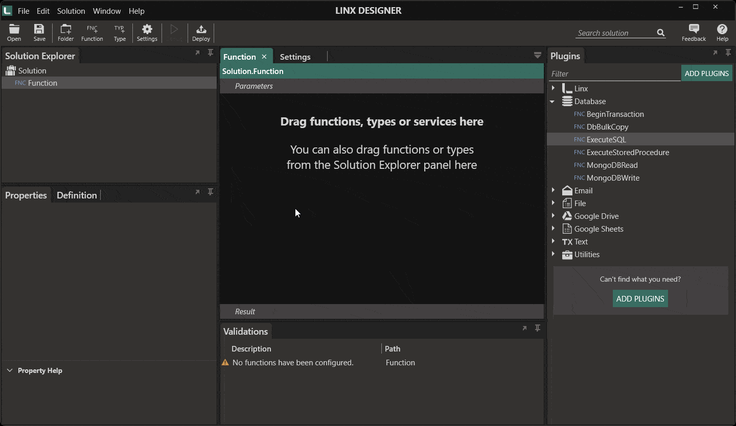 This is how you interact with databases, connect and execute SQL queries using Linx