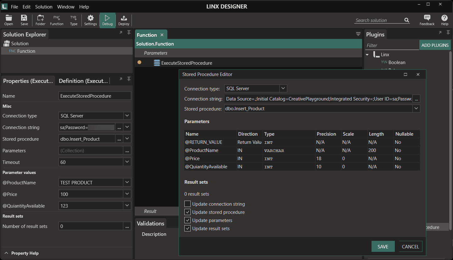 Execute stored procedures with ease and pass in parameters as required using a wizard