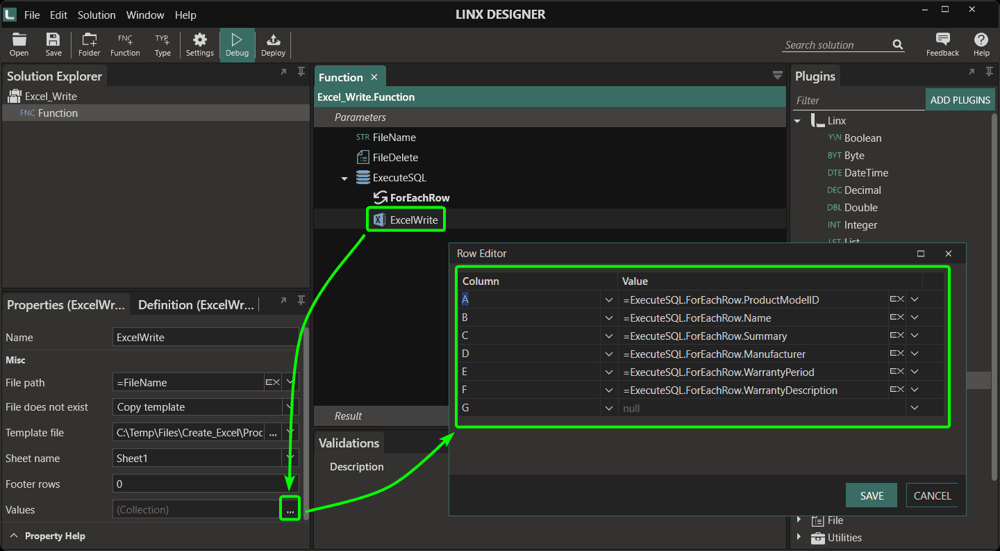 Create Excel files by mapping field values